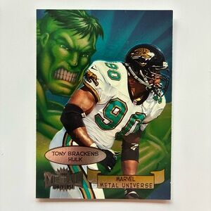 VTG 1997 SkyBox Marvel Metal‎ Universe Tony Brackens Hulk Card #19